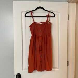 Women’s burnt orange tie strap mini dress